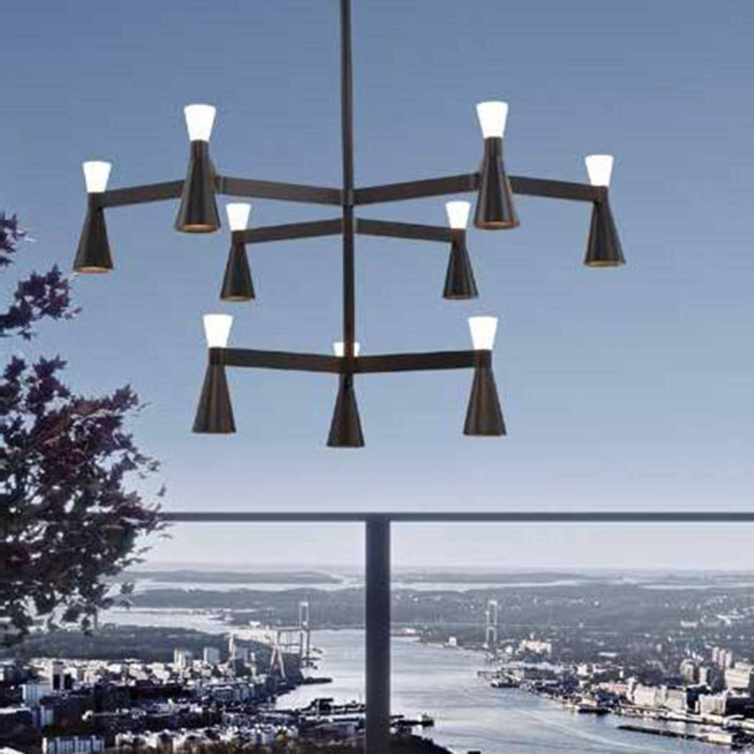 Triumph 9 Arm Modern Contemporary Chandelier in Black or Gold