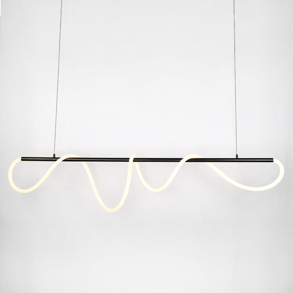modern linear abstract LED pendant light zlights curl curl black 150cm 1500mm dimmable metal suspension wire perfect over island benches 