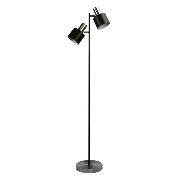 Diaz Twin Mid-Century Floor Lamp 150cm in Brushed Chrome or Copper