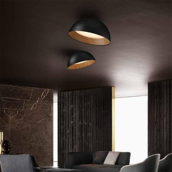 black and wood colour surface mount LED light ceiling mounted tilt oyster
