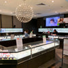 replica moooi raimond suspension pendant stainless steel 80cm installed in retail shop Sydney