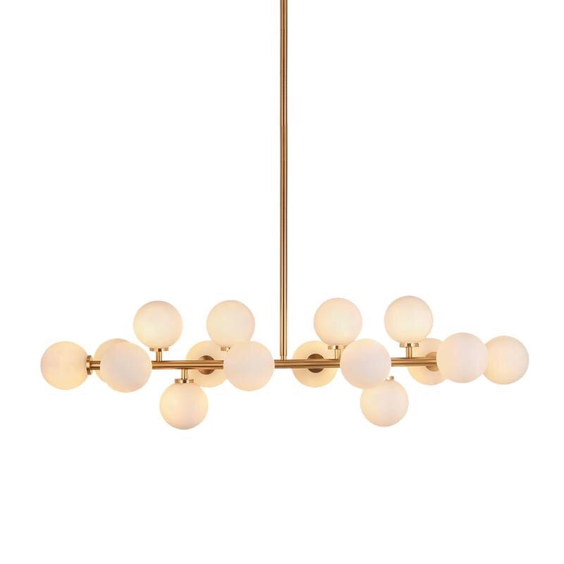 replica mimosa gold brass linear kitchen island pendant light opal glass dimmable DALI 