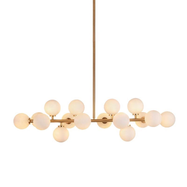 replica mimosa gold brass linear kitchen island pendant light opal glass dimmable DALI 