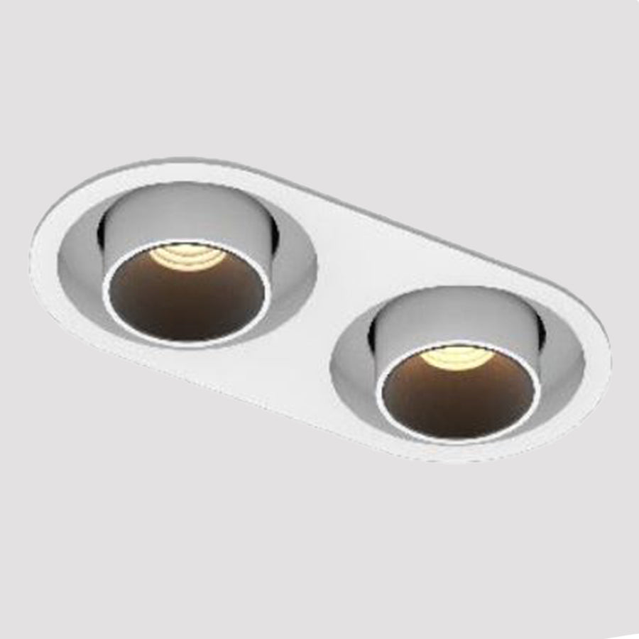 recessed LED double downlight in white with adjustable spotlights high cri90 rotatable tilt