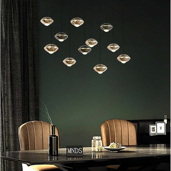 Soucoupe 11 Light Cluster Halo Pendant in Pearl Gold or Black
